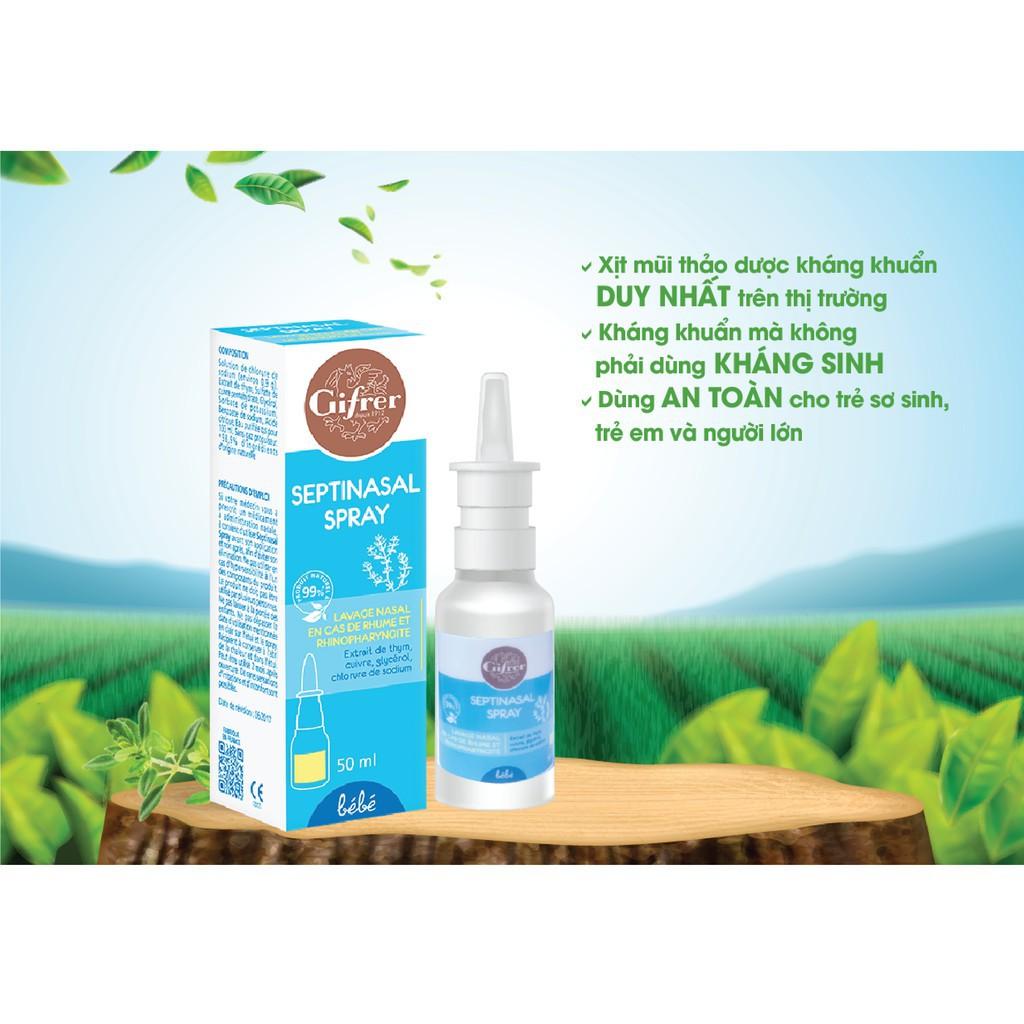 Fysoline - Xịt muối Kháng khuẩn Pháp 50ml - Hỗ trợ nghẹt mũi, viêm mũi, sổ mũi