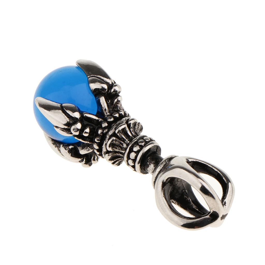Punk Rock Carved Silver Stainless Steel Biker Dragon Claw Wrap Magic Crystal Ball Pendant DIY for Necklace