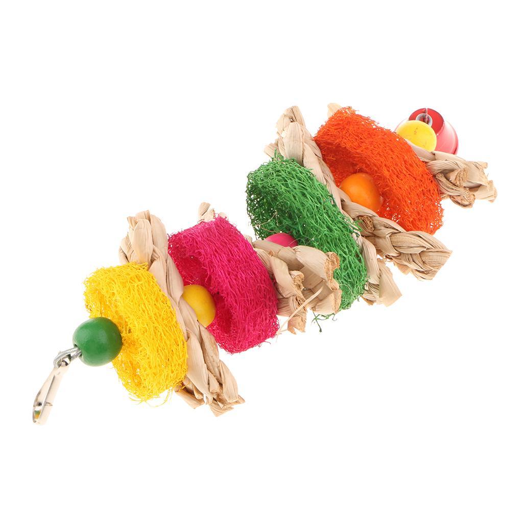 Pet Bites Parrot Climb Chew Toys Bell Swing Cage Hanging Cockatiel Parakeet