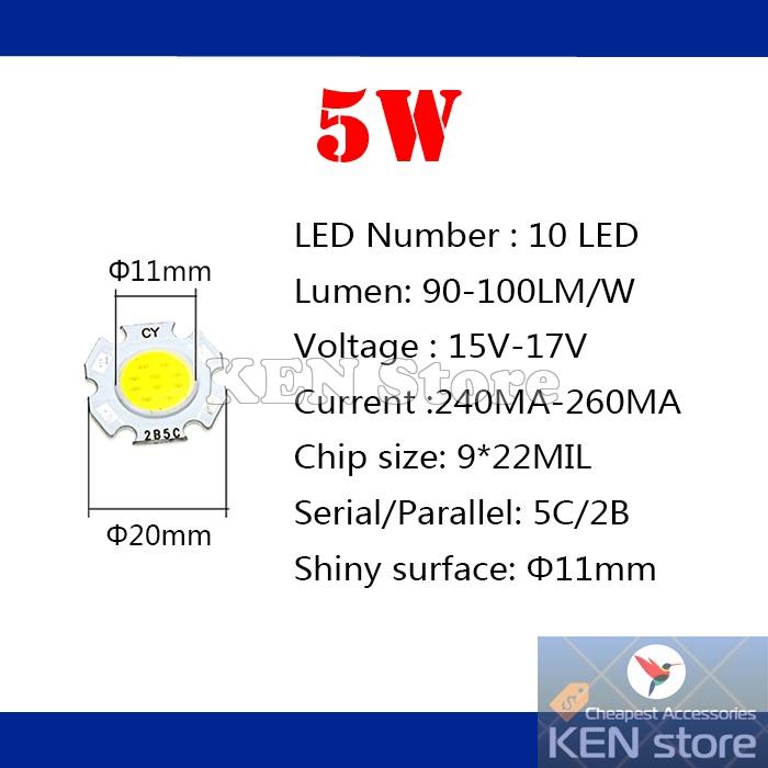 Bóng led, nhân led, chip led 3W 5W 7W 10W đường kính 20mm