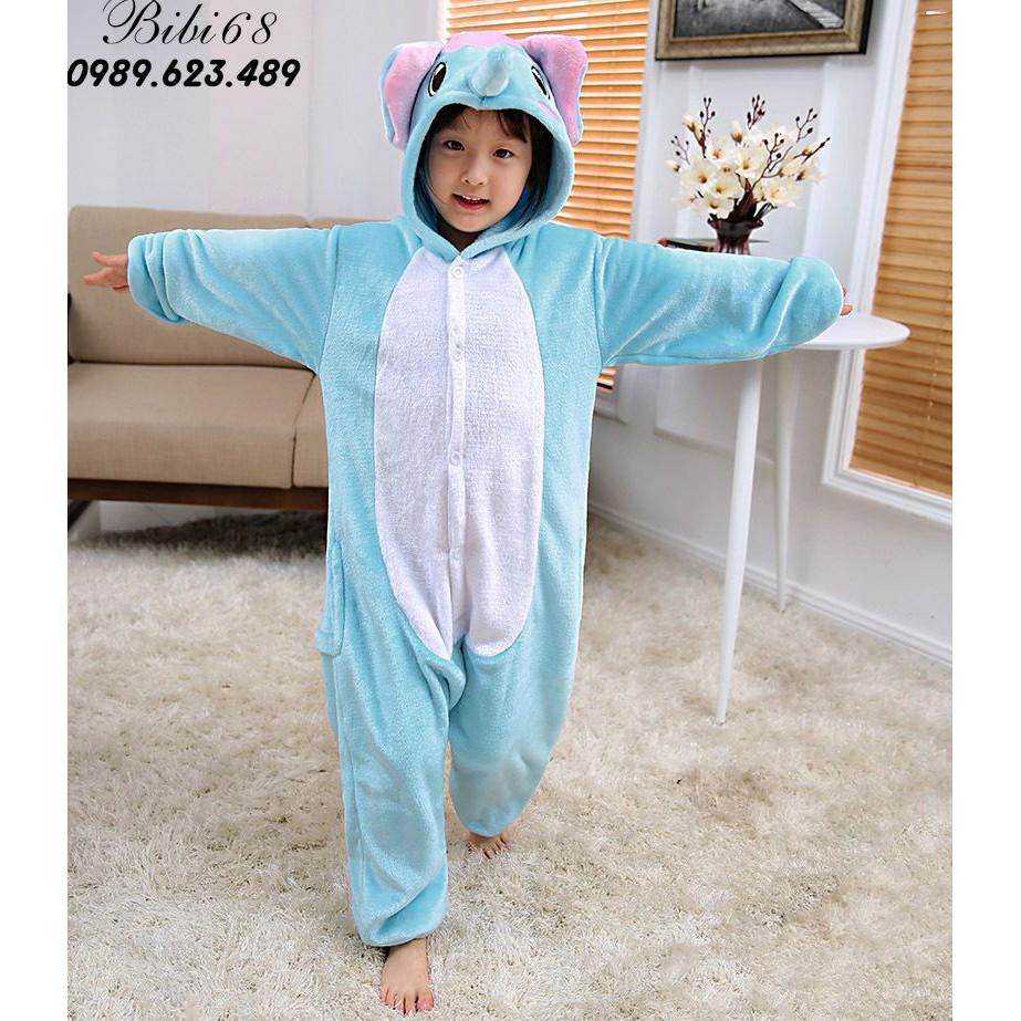 Bộ Đồ thú Khủng Long xanh liền thân lông mịn Pijama dành Cho Người Lớn và Trẻ Em kiểu dáng Động Vật Hoạt Hình Cosplay