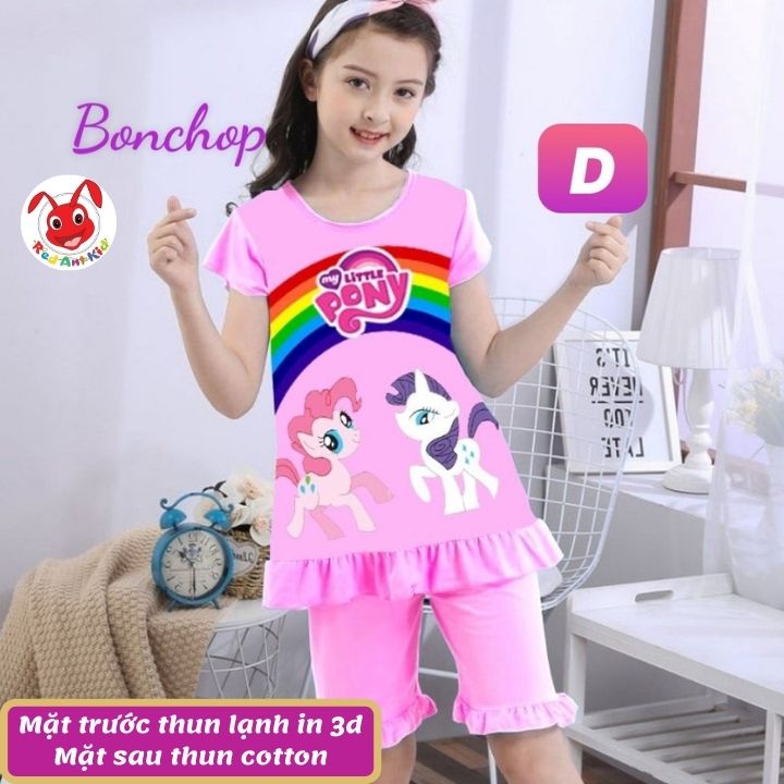 Đồ bộ bé gái lửng hình Pony từ 10-42kg - thun cotton - Kiến Lửa