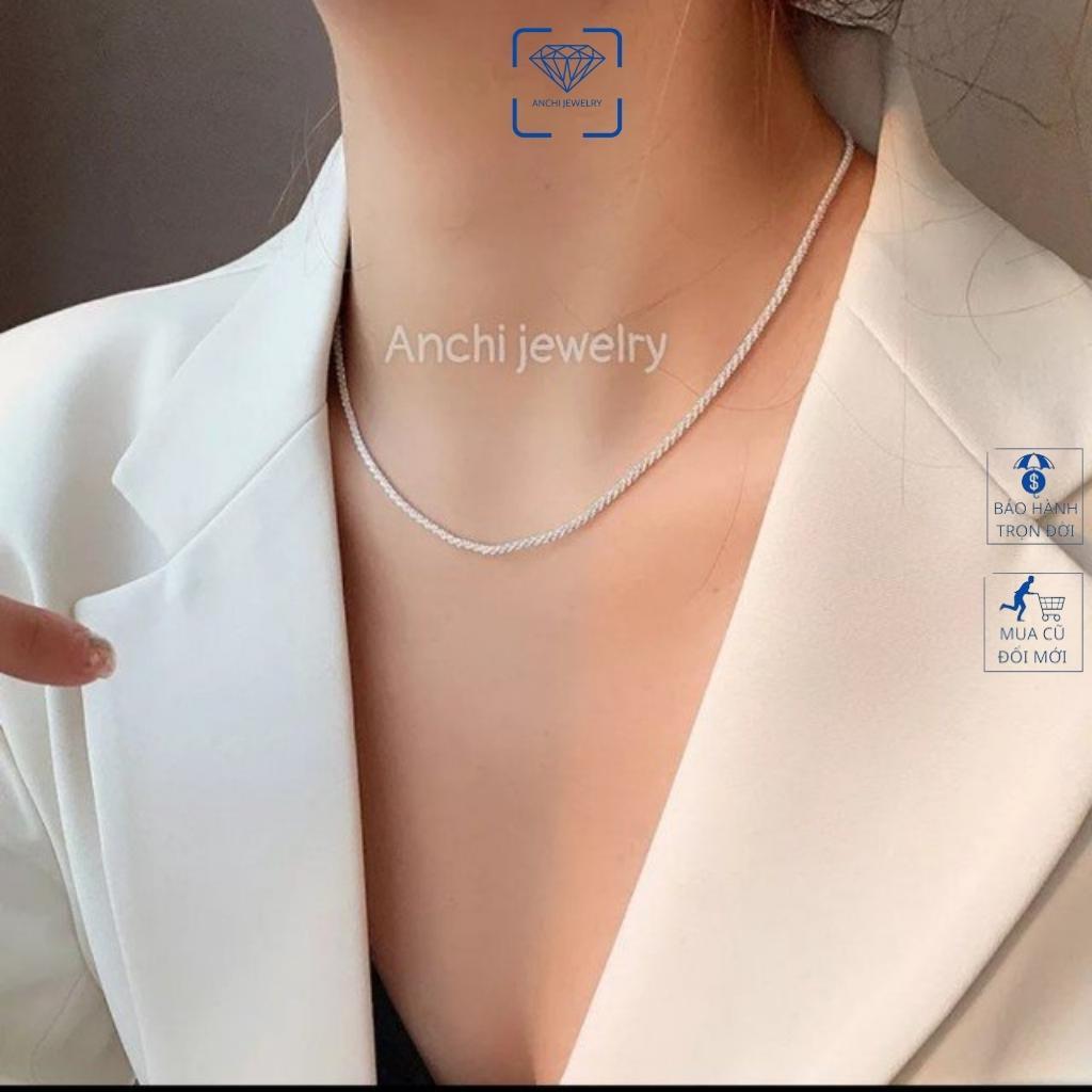 Dây chuyền nữ bạc 925 trơn sợi to thời trang Hàn Quốc, Anchi jewelry