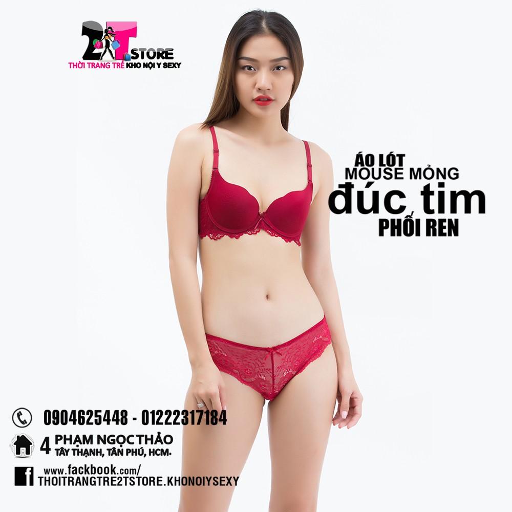 Áo Nâng Ngực Mouse Mỏng Đúc Tim Phối Ren