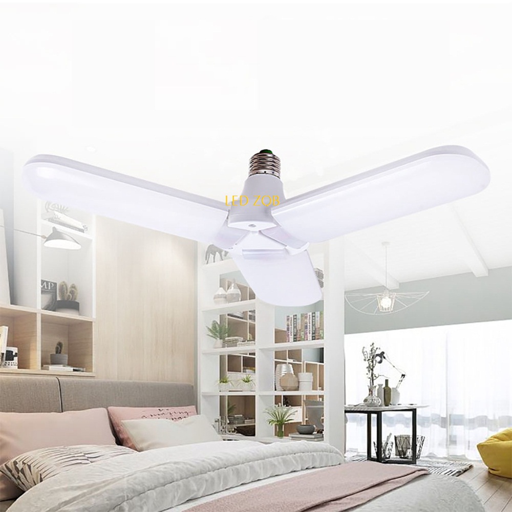 Đèn led quạt 3 cánh 45W ánh sáng 6500K tiết kiệm điện - có thể điều chỉnh góc độ cánh quạt.