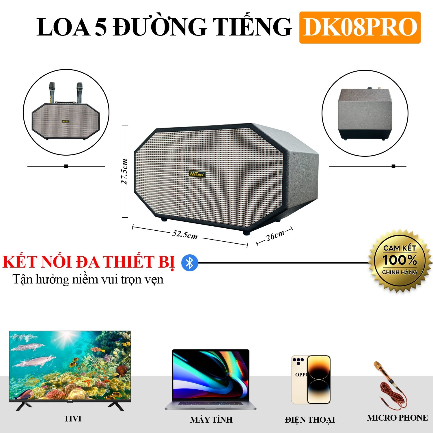 Loa Xách Tay Chính Hãng MTMax DK08 Pro - Loa 5 Đường Tiếng Công Suất Lớn 420W, Thiết Kế Độc Đáo, 2 Bass 15cm Siêu Trầm Ấm,Tặng Kèm 2 Micro Không Dây Và Bộ Pin Sạc Đa Năng hàng chính hãng