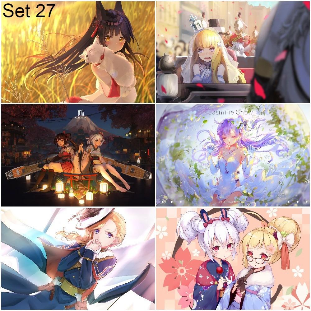 Bộ 6 Poster game Azur Lane (4) (bóc dán) - A3,A4,A5