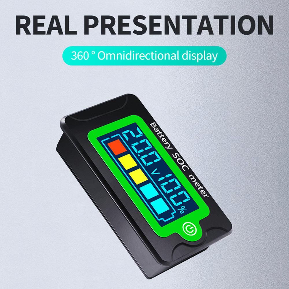 Waterproof Battery SOC Power Meter Capacity Indicator 8-100V Direct Current Voltmeter 12.0V 24V 36V 48V 60V 72V Lithium Iron Phosphate Battery Ternary Lithium Polymer Battery Tester