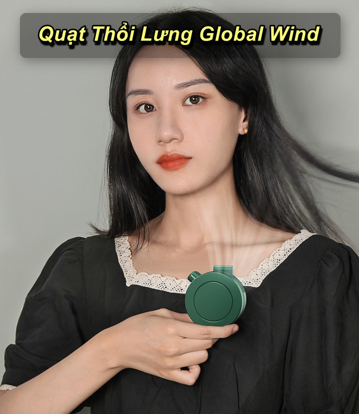 Quạt Mini Kẹp Thổi Lưng Global Wind Xoay 360 Độ , Pin 900mAh Sạc USB - Home and Garden