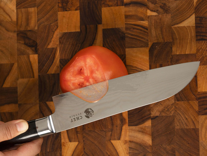 Dao Santoku Chef Studio - Damascus Basic độ dài 17.2cm, chuyên dùng cắt thái thịt, cá, rau củ quả