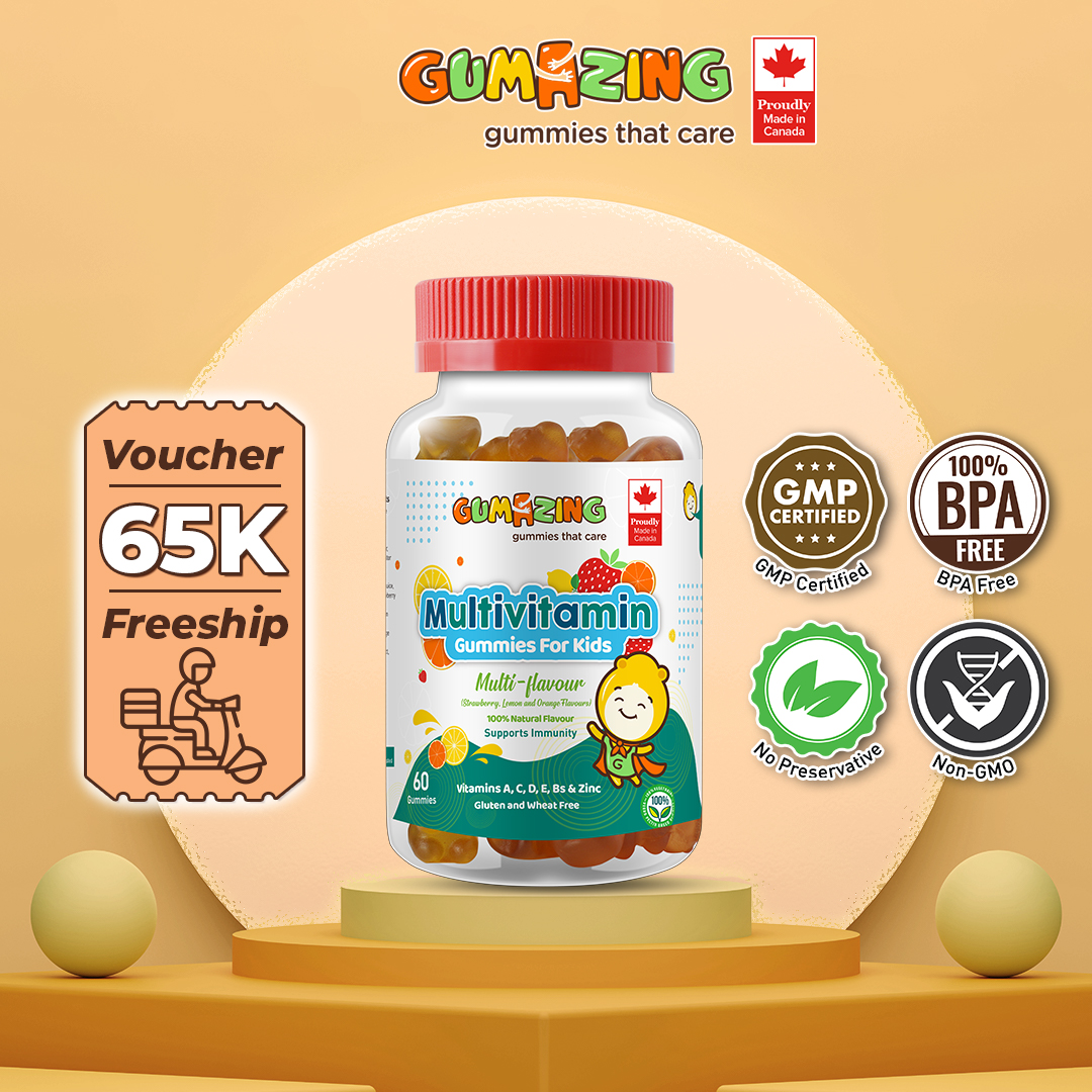 Voucher 65K Kẹo Dẻo Dinh Dưỡng Gumazing Gummy Multivitamin Hương Trái Cây Cho Bé, Cung Cấp Vitamin A, C, D, E, B &Amp; Kẽm, Giúp Củng Cố Hệ Thống Miễn Dịch Dành Cho Bé - 60 Viênhủ