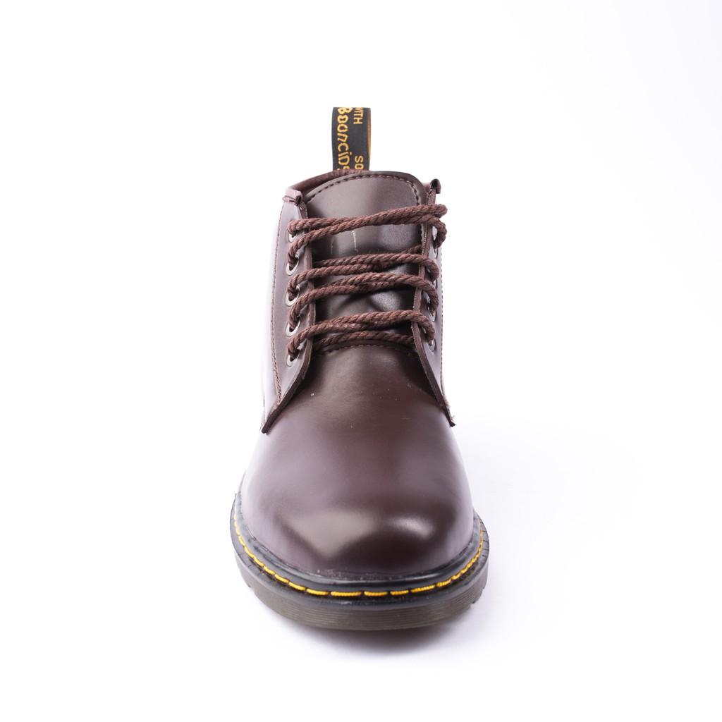 Giày Boot Nam Cổ Lửng Đế Khâu Da Trơn Màu Nâu Phong Cách - M354-NAU- Kèm Vòng Gỗ Bách Xanh