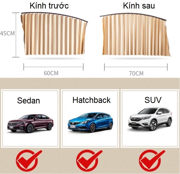 Bộ 4 rèm cửa hít nam châm che nắng ô tô, xe hơi