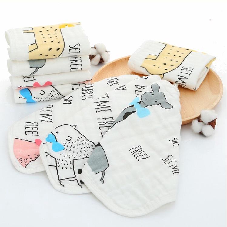 Khăn xô sữa, khăn mặt xô cotton sợi tre 6 lớp cho bé sơ sinh, set 5 chiếc, kích thước 28 x 28cm, siêu thấm, siêu mềm