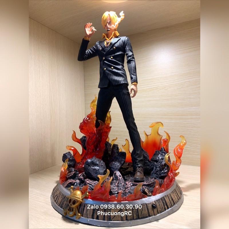 Mô hình One Piece - Sanji chân đen có led sắc nét màu đậm áo lửa đỏ tươi 38cm