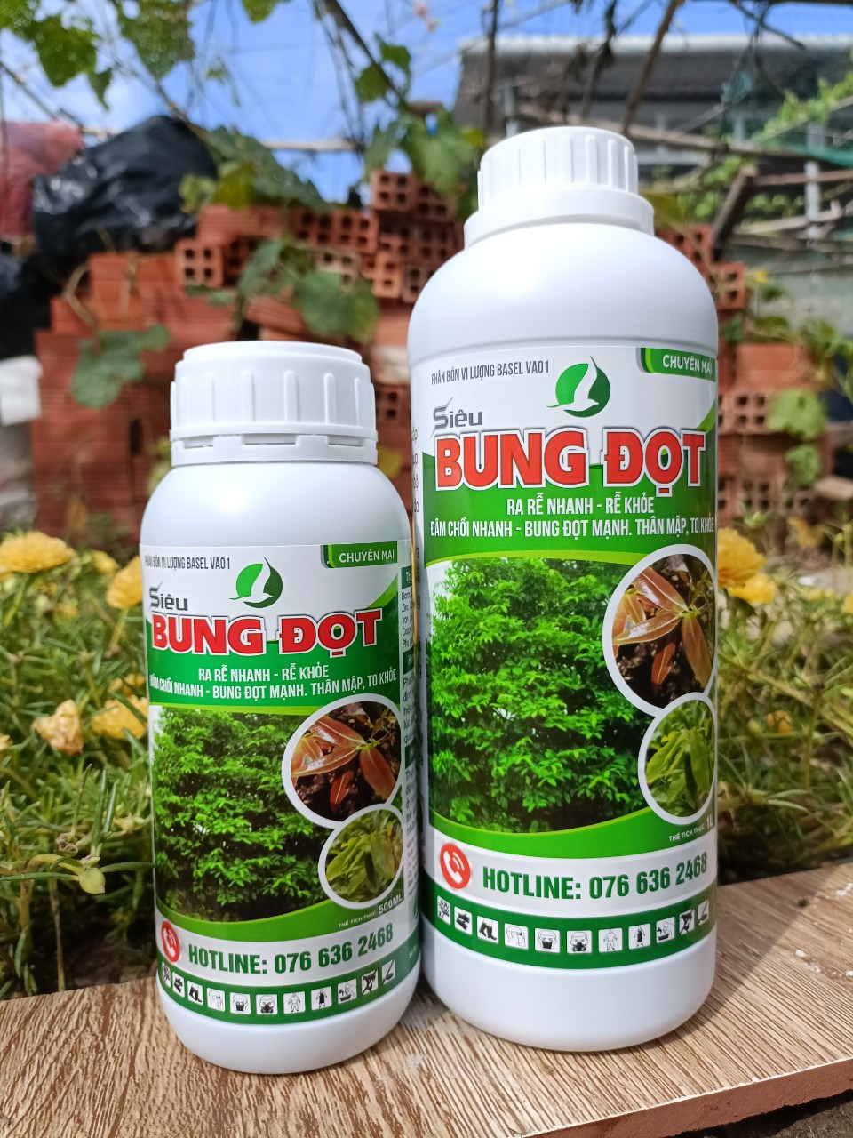 PHÂN BÓN GIÚP BẬT CHỒI, BUNG ĐỌT, PHỤC HỒI CÂY, SINH TRƯỞNG TỐT - SIÊU BUNG ĐỌT (CHAI 500ML VÀ CHAI 1 LÍT)