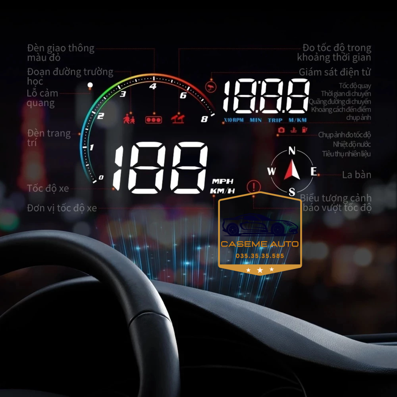 HUD M21/M24 – Thiết Bị Hiển Thị Tốc Độ Kính Lái, Cảnh Báo Giao Thông, OBD &amp; GPS - Hàng Nhập Khẩu