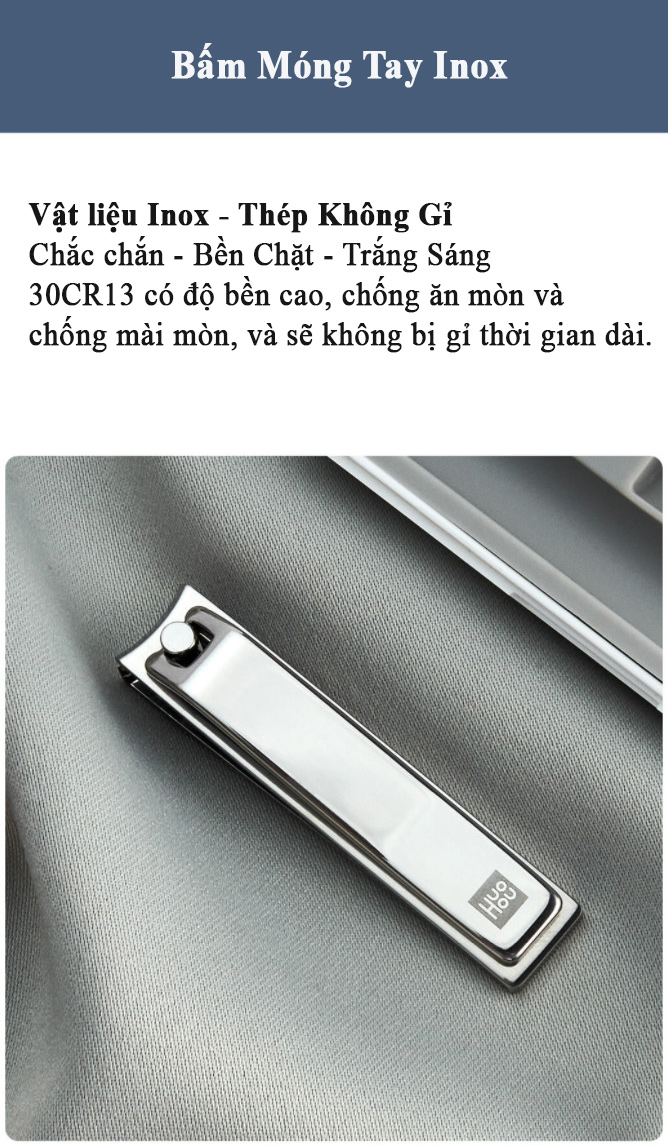 Hộp dụng cụ lấy ráy tai phát sáng và cắt móng tay inox Huohou HU0125