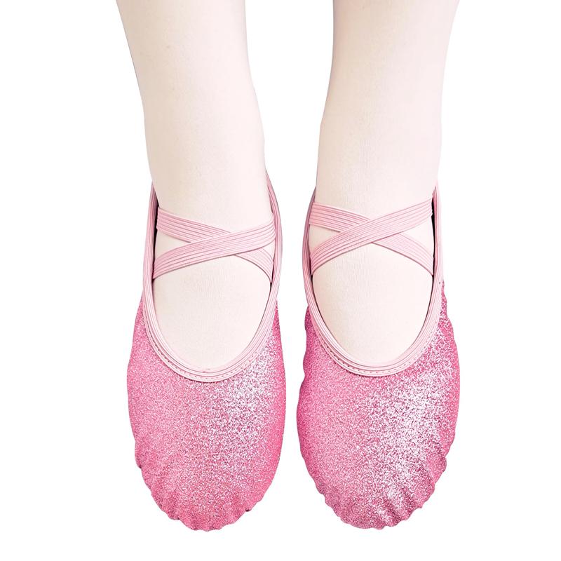 2020 Giày múa ba lê màu xanh long lanh màu xanh cho các cô gái Soft Sole Flat Yoga Gym Dép dép Color: PinkPlus Shoe Size: 6.5