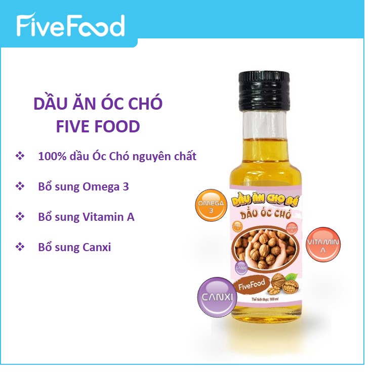 Dầu Óc Chó nguyên chất cho bé  FiveFood - Chai 100ml