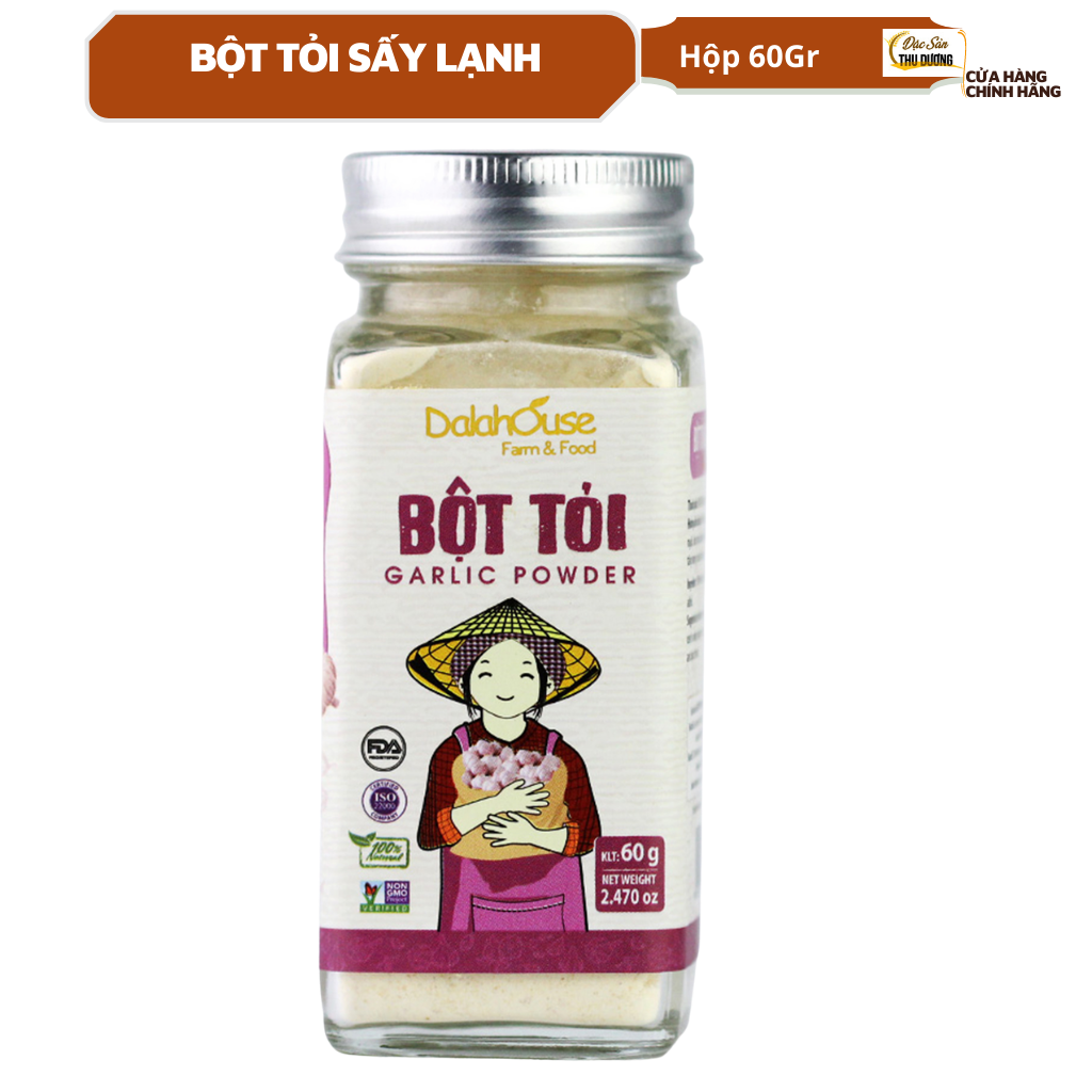 Tỏi bột hữu cơ Dalahouse - Bột tỏi nguyên chất sấy lạnh - Nguyên mùi, nguyên vị