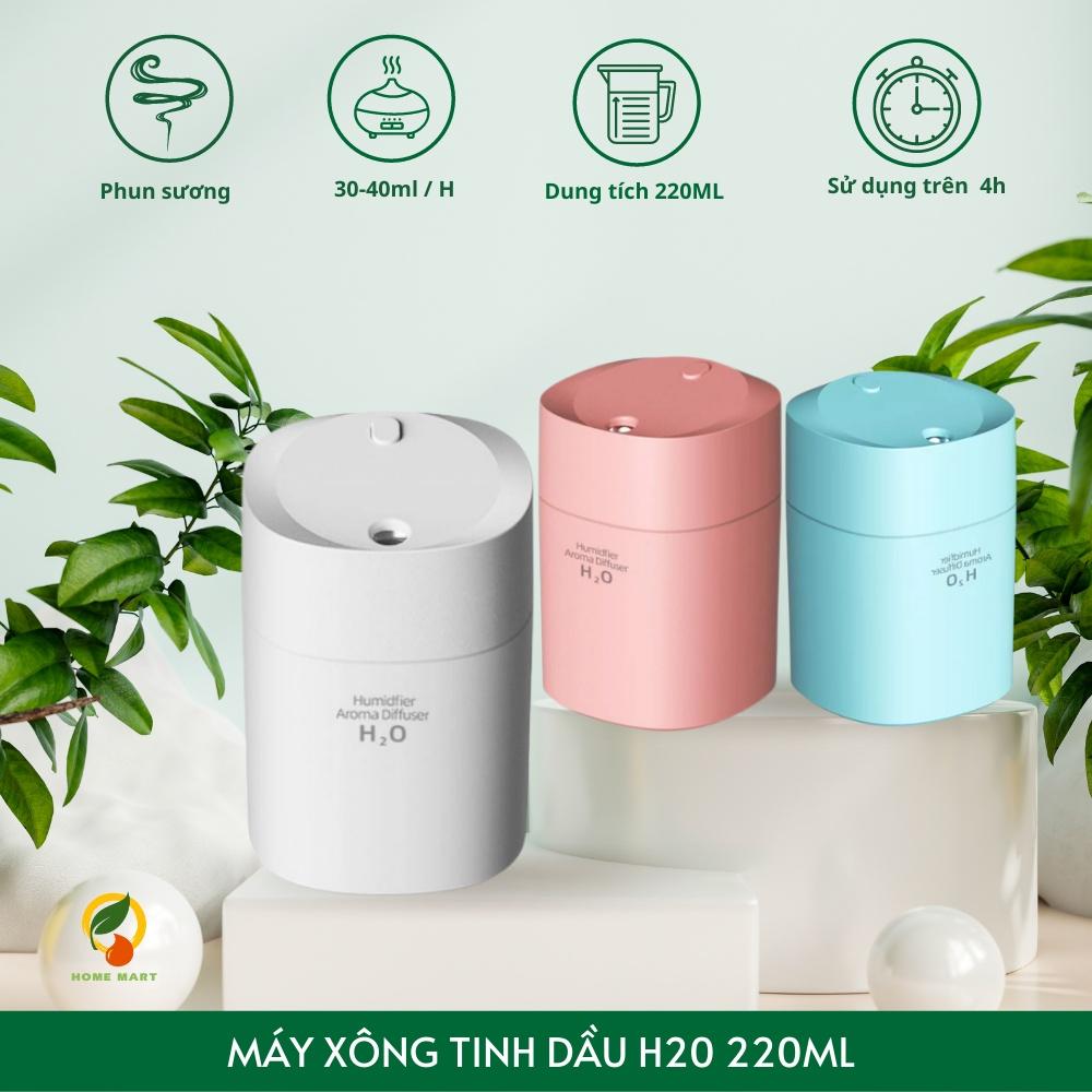 Máy xông tinh dầu tạo độ ẩm H2O Humidifier 220ml , Máy phun hơi sương có đèn LED , Máy đuổi muỗi mini