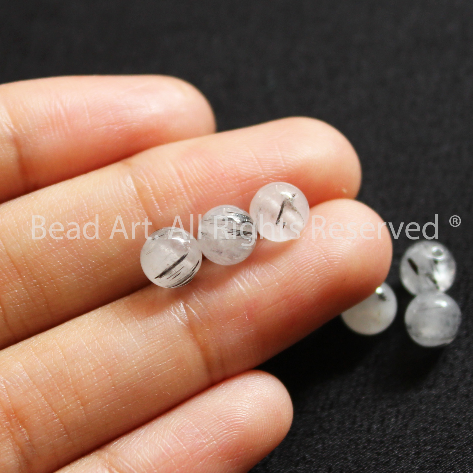 5MM Đá Thạch Anh Tóc Đen Tự Nhiên, Black Rutilated Quartz, Loại A, Đá Phối Vòng Tay Phong Thuỷ, Chuỗi Hạt, Trang Sức, Hợp Mệnh Thủy, Mộc - Bead Art