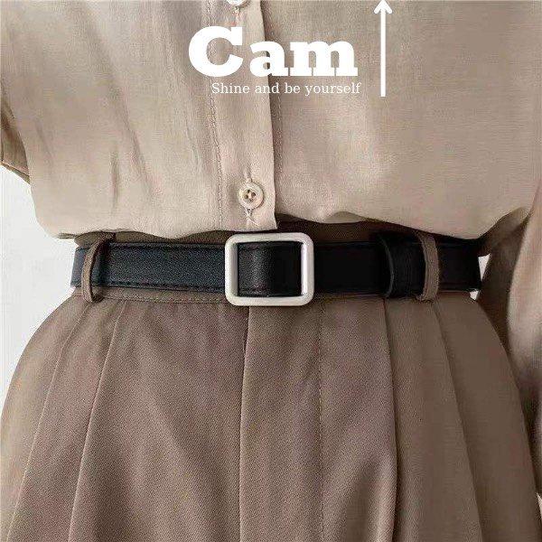 Thắt Lưng Dây Nịt Nam Nữ DG Mặt Vuông Cam Màu Đen Đẹp Cao Cấp - Dây Lưng Nam Nữ Unisex Mặt Kim Loại Da PU Hàn Quốc - DG