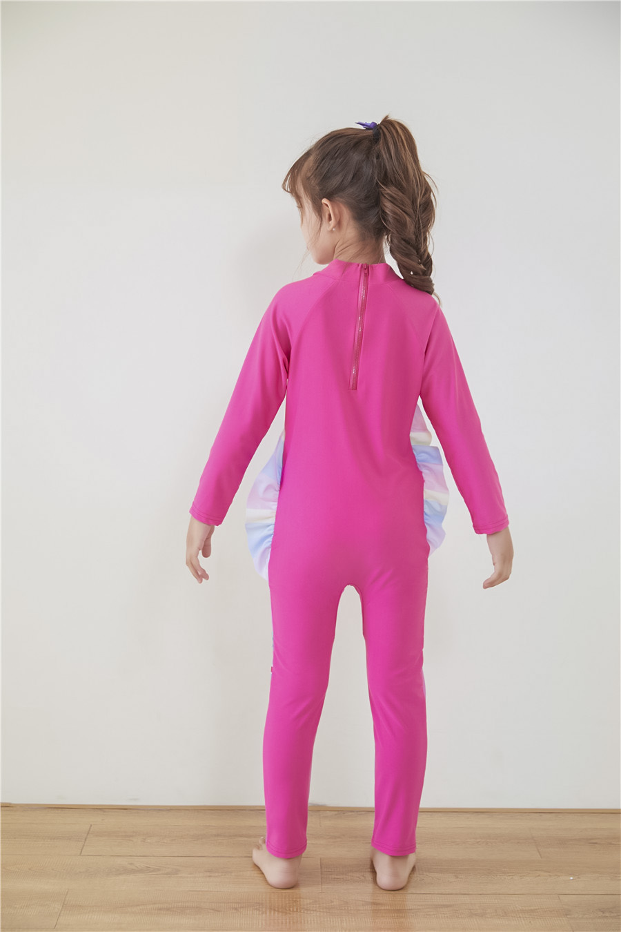 Hình ảnh Đồ bơi trẻ em, đồ bơi bé gái liền thân dài tay quần dài full body chống nắng bao gồm nón bơi họa tiết kỳ lân cho bé đến 30kg