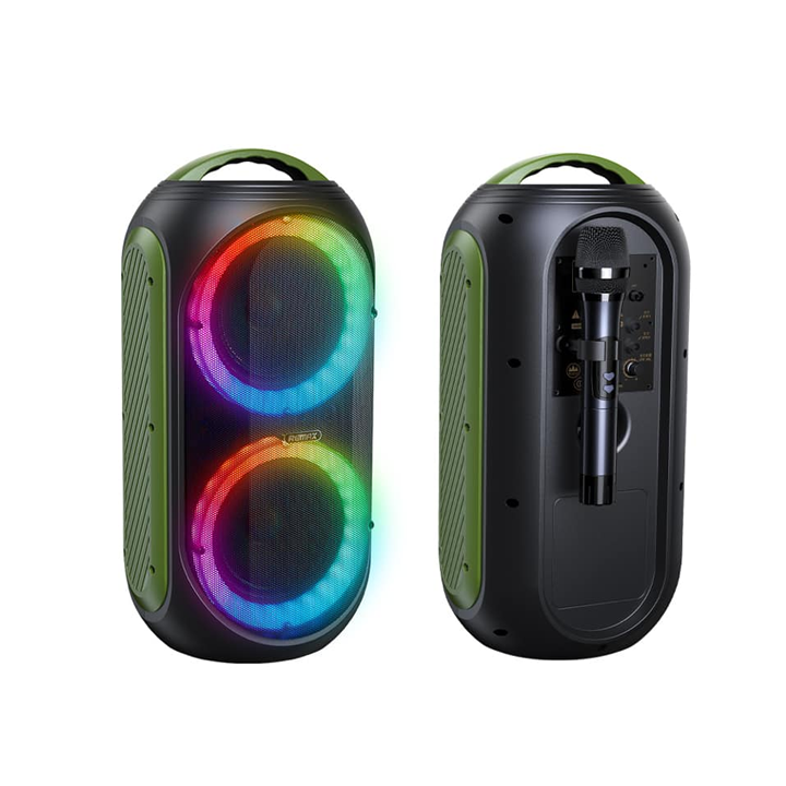 Loa Kéo Bluetooth Karaoke Remax RB-X9 Little Boy LED RGB công suất kép 15W*2 kèm 1 micro không dây - Hàng nhập khẩu