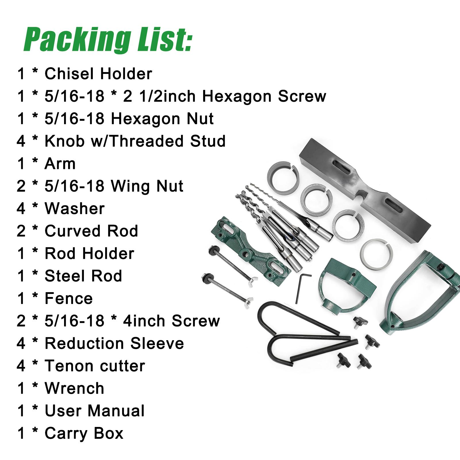 Square Tenon Machine Accessory Set Drill to Tenon Machine Conversion Tool Set Mortising Machine Utility Woodworking Tool