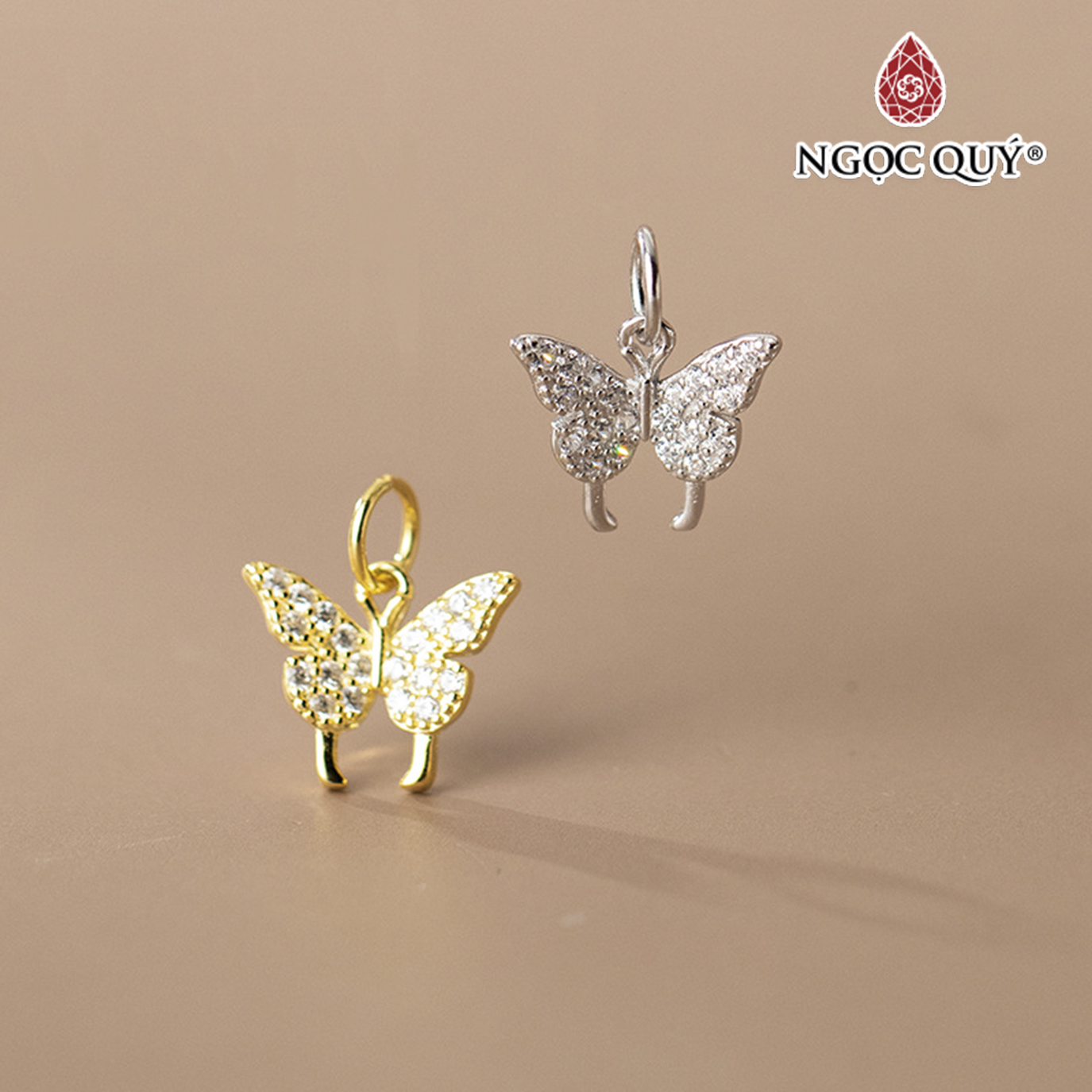 Charm bạc treo hình con bướm đính đá - Ngọc Quý Gemstones