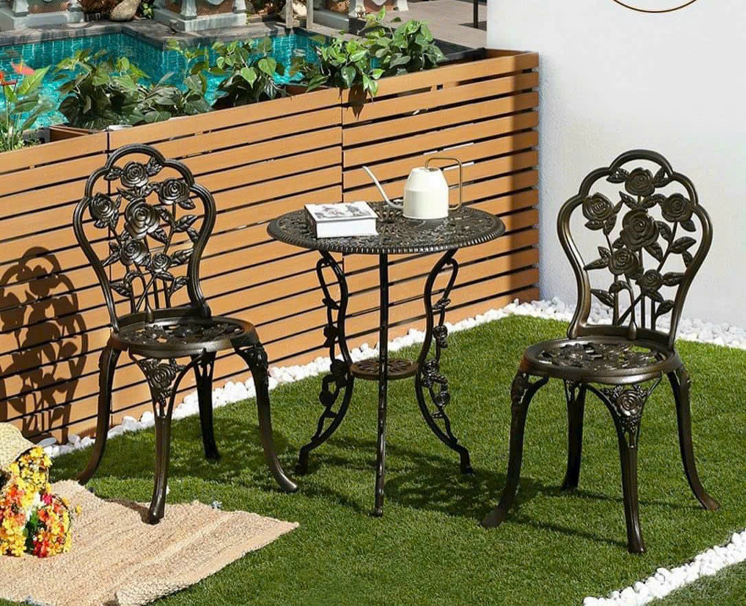 Bộ bàn ghế nhôm đúc sân vườn Tundo Tân cổ điền NK