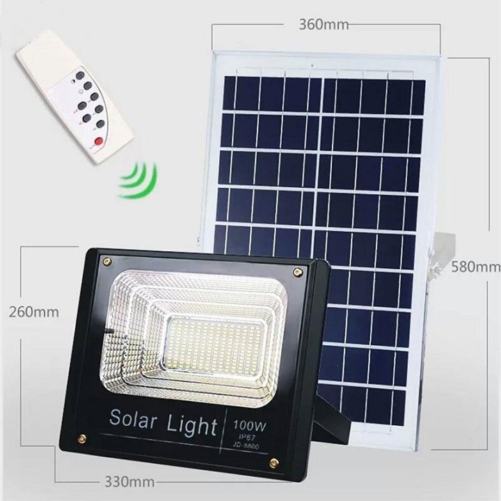 ĐÈN NGOÀI TRỜI, ĐÈN LED NĂNG LƯỢNG MẶT TRỜI SOLAR LIGHT 100W- JD8100