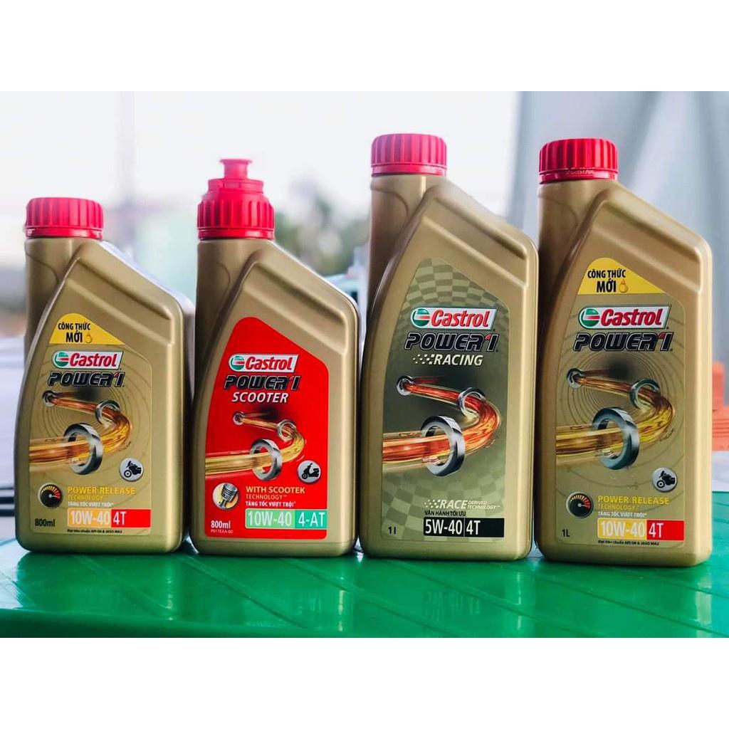 COMBO 2 chai Dầu nhớt xe máy tay ga cao cấp tổng hợp Castrol. Power 1 Scooter 10W40 lon 800ml