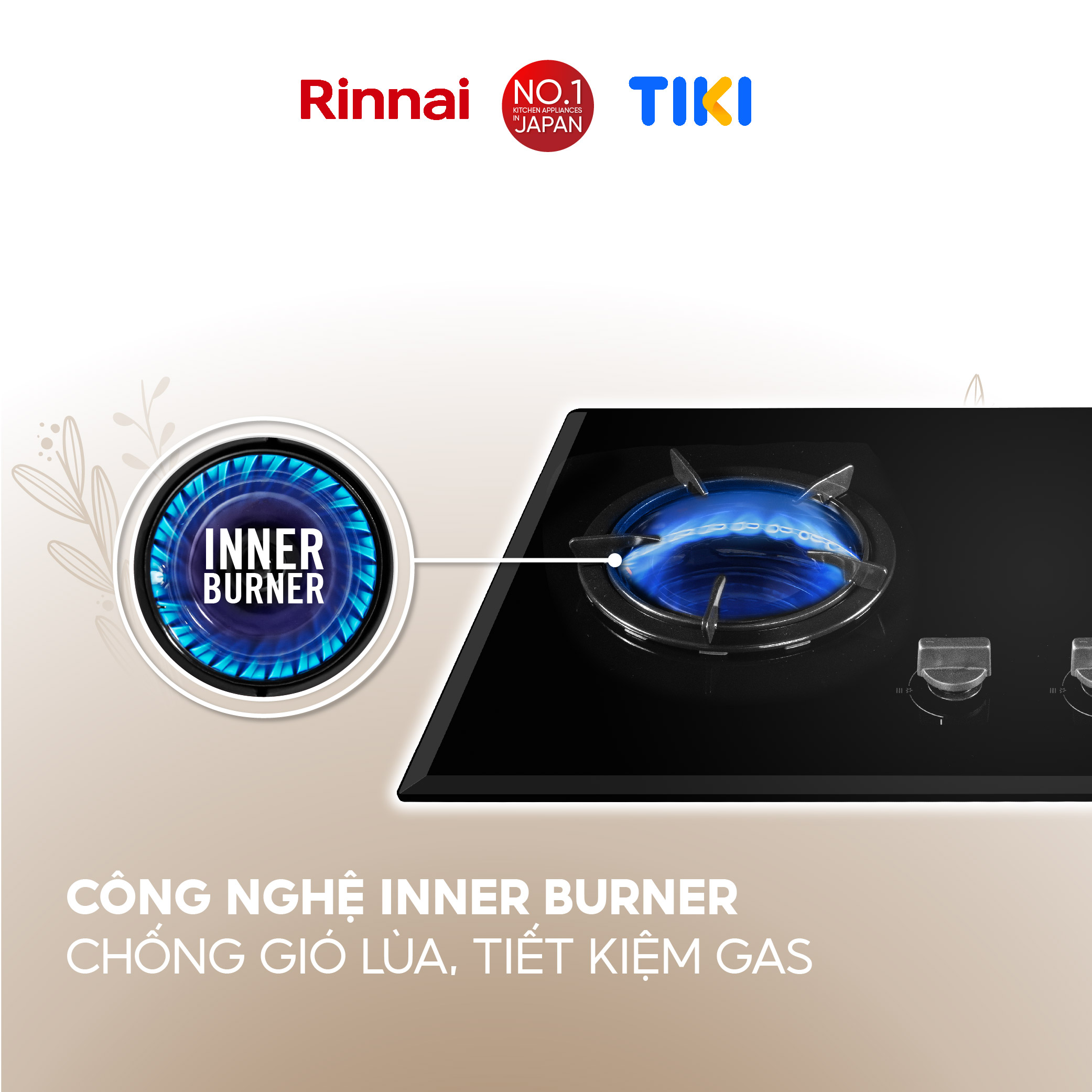 [SP MỚI 2024] Bếp gas âm đầu đốt trong Rinnai RVB-2iFC(B) kích thước lắp đặt linh hoạt, kiềng gang - Hàng chính hãng