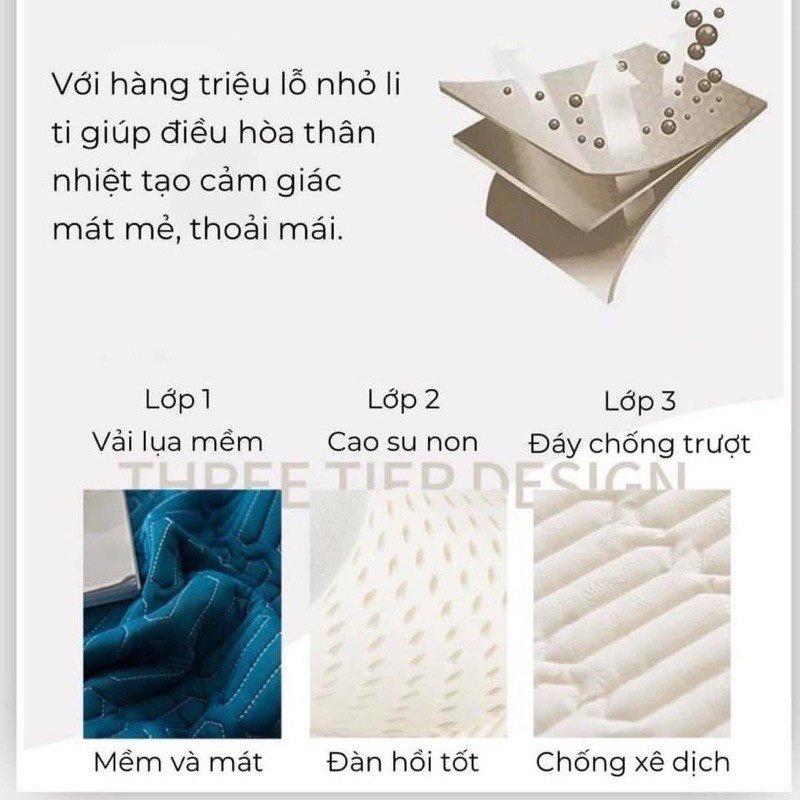 Tặng 2 vỏ gối + Chiếu Cao Su Latex 3 Lớp Loại 1 Chiếu Điều Hoà Đơn Sắc Basic