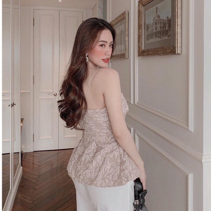 Áo peplum 2 dây nơ to xoắn ngực có 3 màu có size