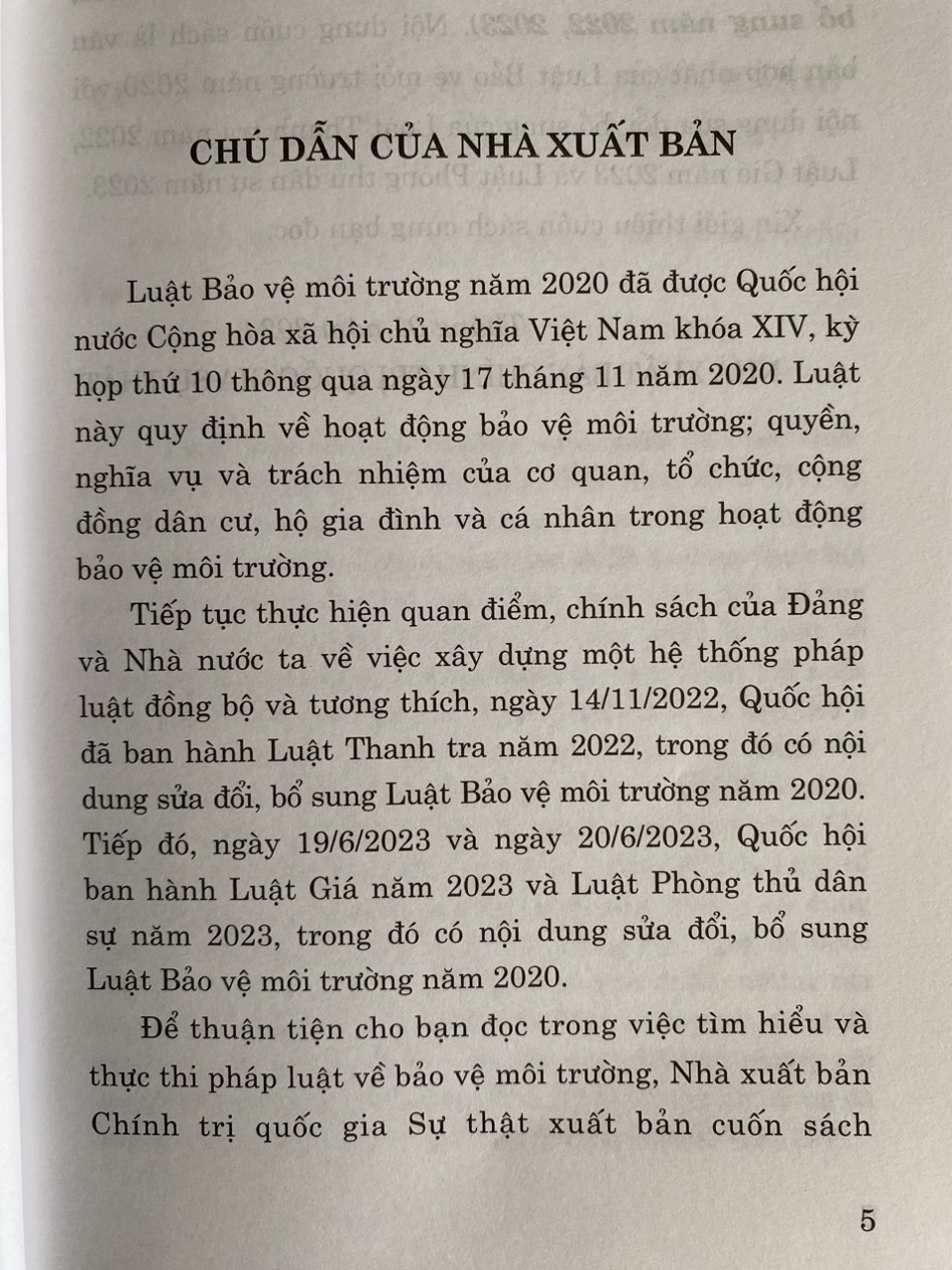 Luật Bảo Vệ Môi Trường ( hiện hành ) ( Sửa đổi, bổ sung năm 2022, 2023 )