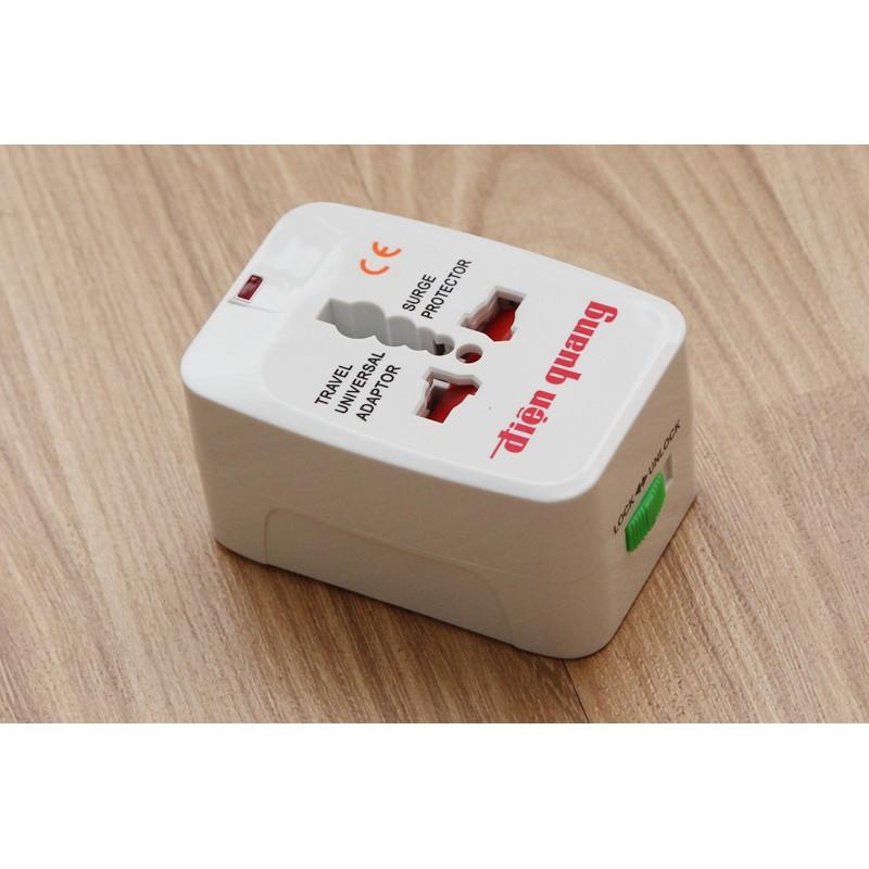 Ổ cắm du lịch Điện Quang ĐQ ESK TV01 - Lỗ cắm chuẩn quốc tế, thích hợp mọi chân cắm. Nhỏ gọn, dễ mang theo. BH 12 tháng
