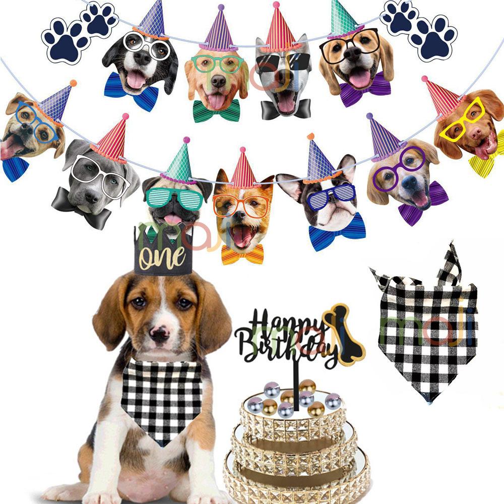 Chó Biểu ngữ sinh nhật Vòng hoa sinh nhật Tiệc theo chủ đề chó Trang trí cờ đuôi nheo Trang trí tiệc cho bé Tắm