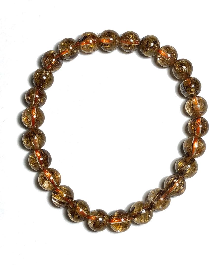Vòng tay thạch anh tóc nâu 7.4mm tự nhiên hàng trong vip