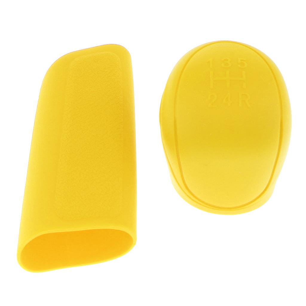 5 Speed Manual Car Gear Shift Knob+Handbrake Cover Silicone Sleeve