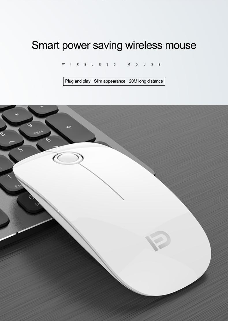 Wireless Bluetooth PC Mute Mouse Ultra-thin Ergonomic 2.4Ghz USB Optical For Notebook