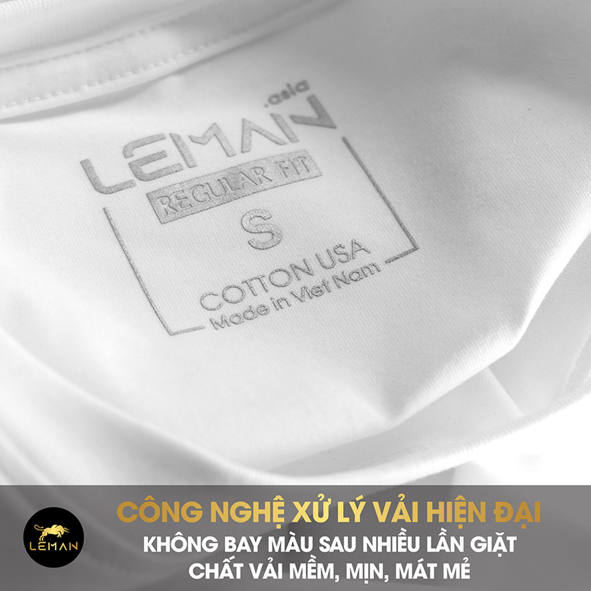 Áo thun nam T-Shirt Leman TS01 Cotton Compact màu trắng Regular Form
