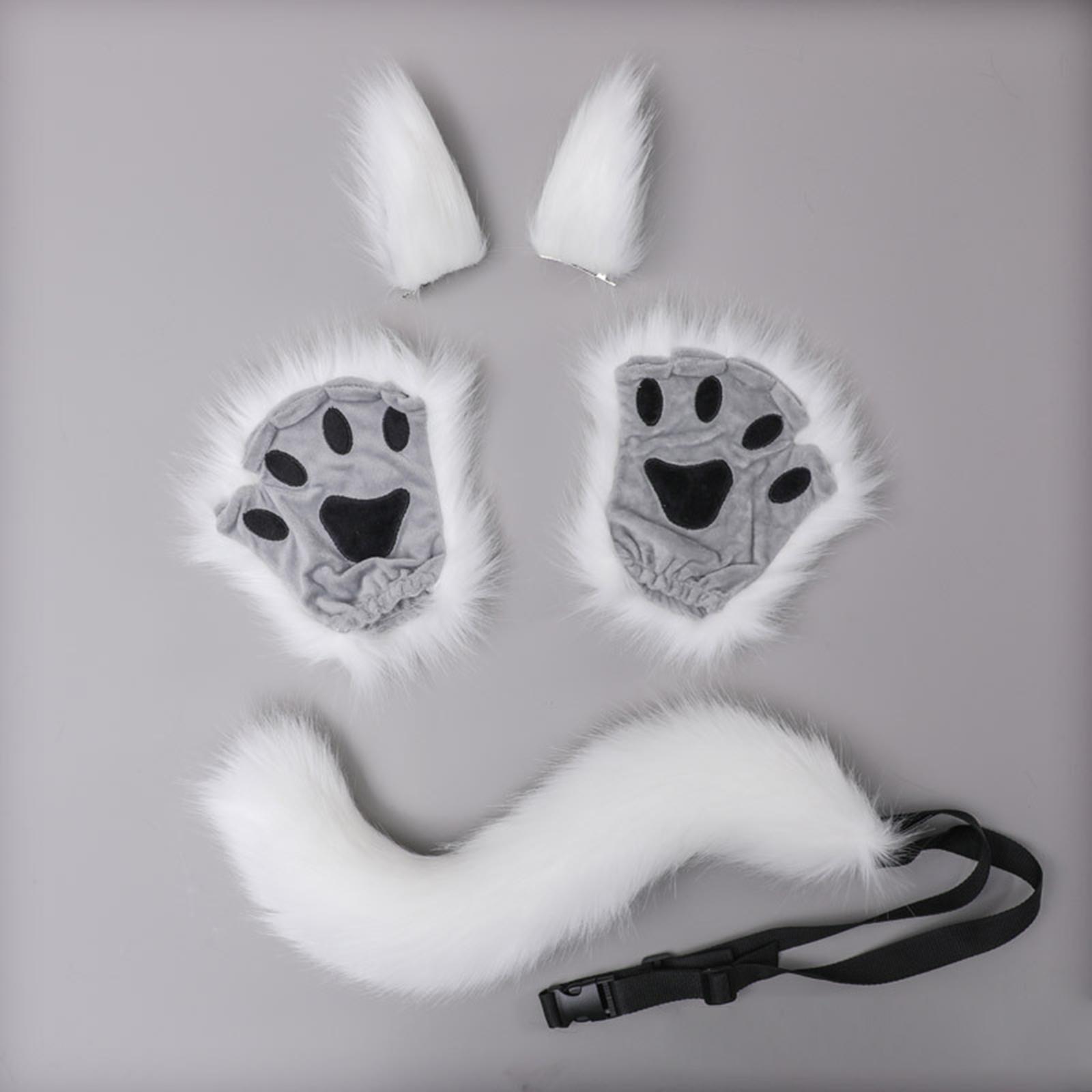 Costume Set Halloween Ears Tail Paw Fancy Costume Cosplay Party