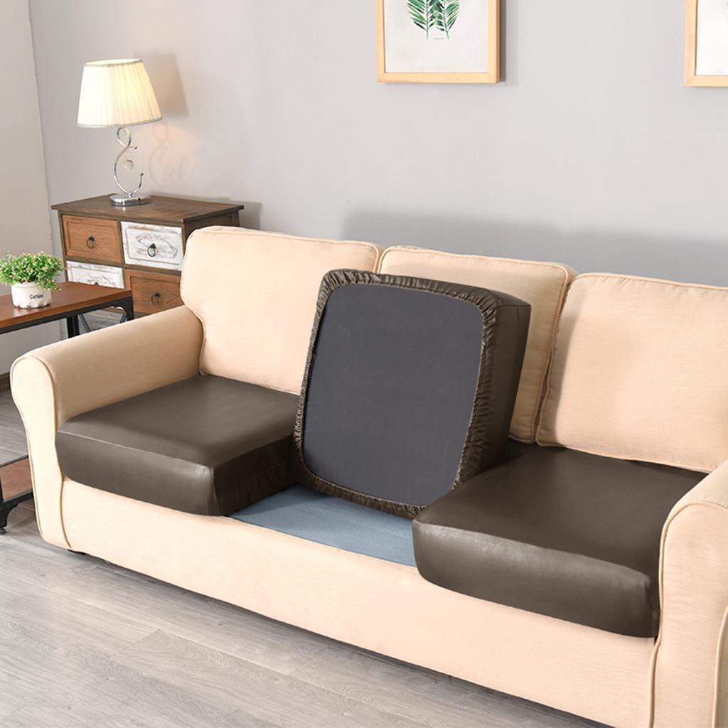 PU-Leather Stretch Sofa Seat Cushion Cover Slipcover Protector 1 Seater