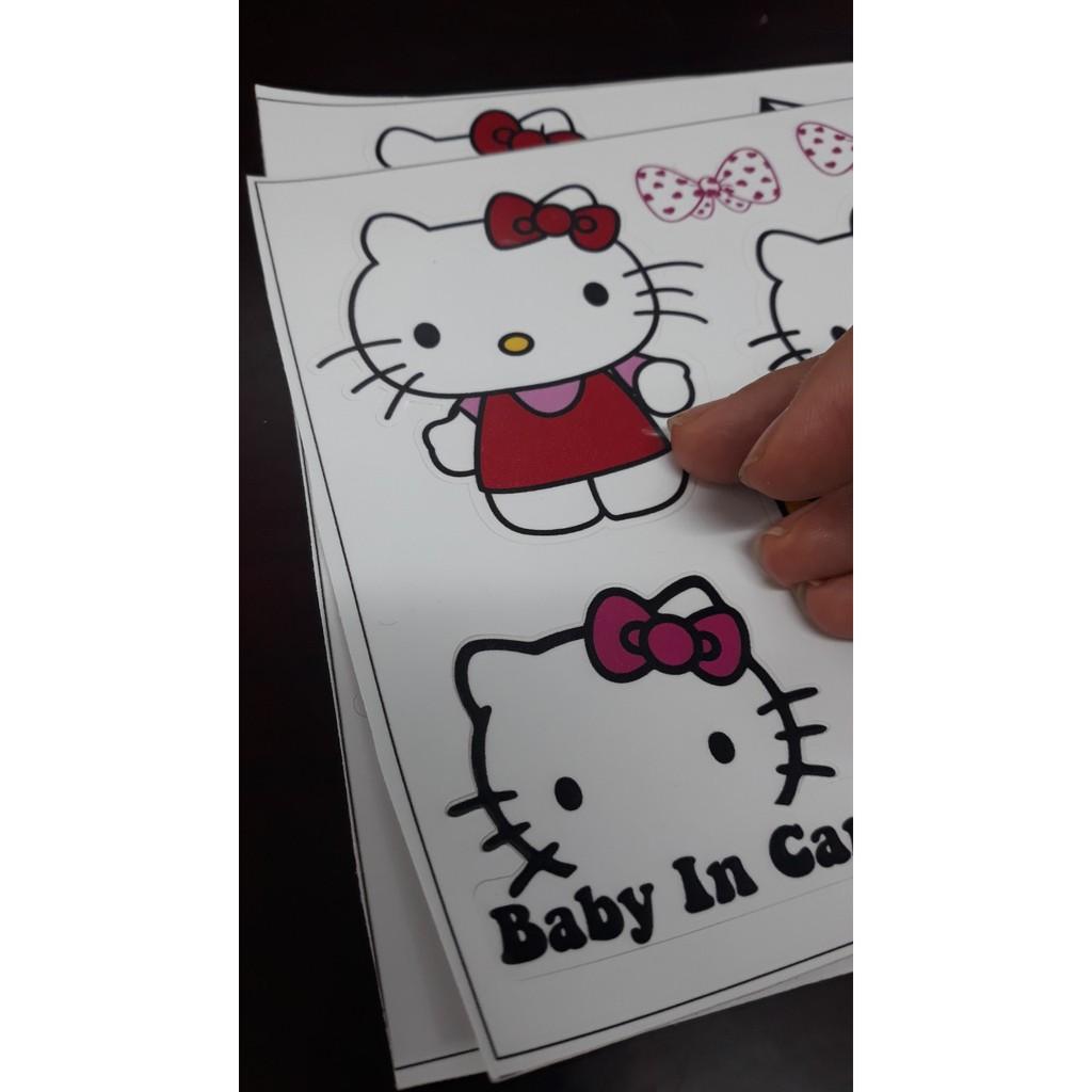 Combo 20 sticker decan Hello Kitty, decal ngoài trời không sợ mưa nắng,sticker trang trí cho bé yêu dán tại nhà