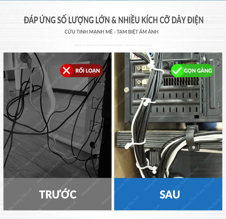 COMBO 2 Kẹp Dây Điện Dán Tường Bản Lớn Có Chốt Nẹp Cố Định Dây Cáp Điện Keo 3M Siêu Dính Tiện Lợi