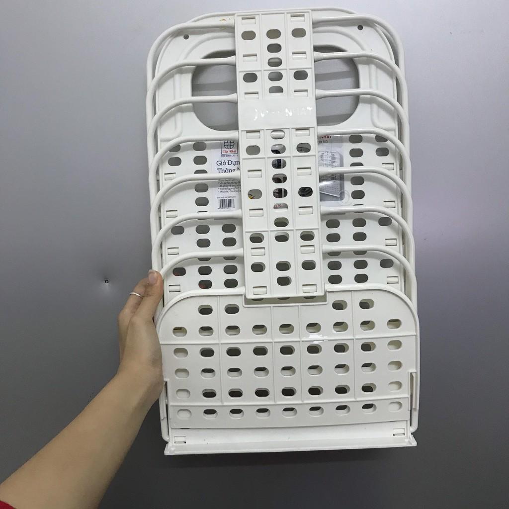 Giỏ đựng đồ gấp gọn thông minh Việt Nhật tặng móc dính trong , giỏ treo tường đựng quần áo đồ dùng nhà tắm - 00540